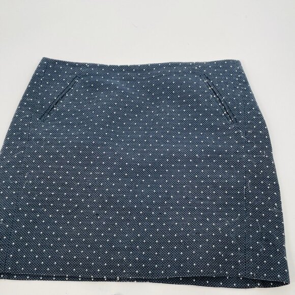 Ann Taylor LOFT Skirt Lined Blue/ White Polka Dot Woven Skirt Size 14 - Picture 2 of 7